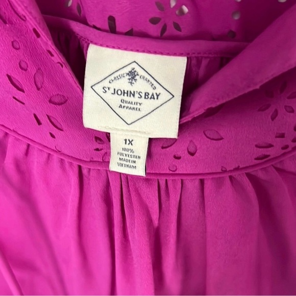 St. John's Bay Fuchsia Sleeveless Blouse - Picture 4 of 5